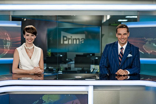 Gábina a Roman v televizním studiu