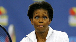 Michelle Obama se na hru velice soustředila.