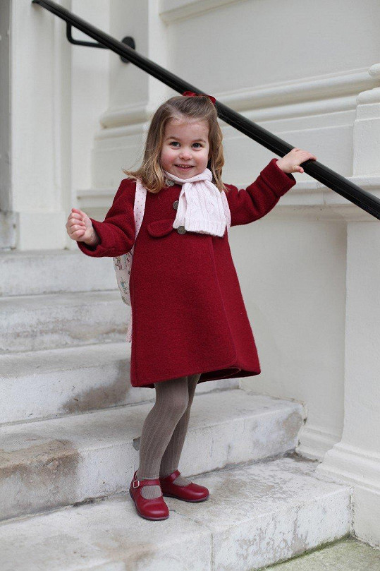 Princezna Charlotte šla poprvé do školky.