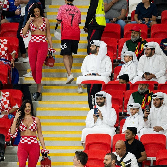Katarští muži v hledišti jen zírali. A budou zírat dál, Chorvatsko totiž postoupilo do osmifinále fotbalového mistrovství světa.