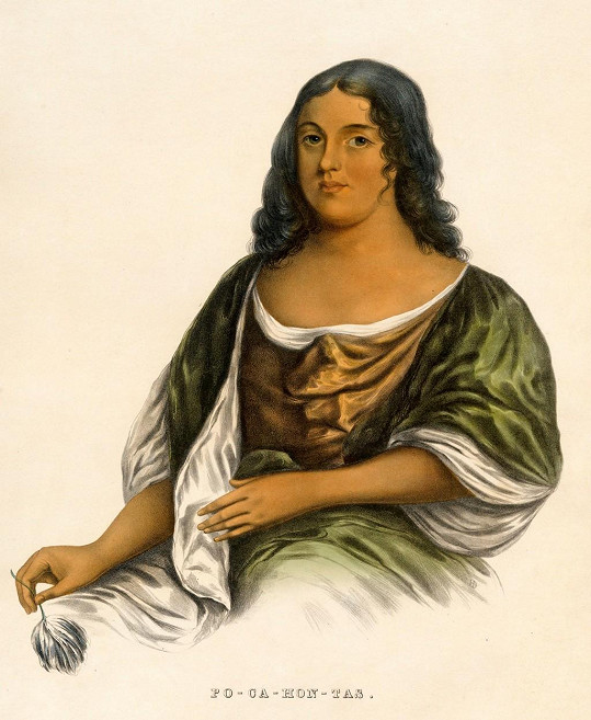 Portrét Pocahontas z roku 1842
