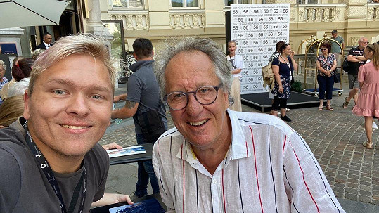 Ondra a Geoffrey Rush se potkali na filmovém festivalu v Karlových Varech.