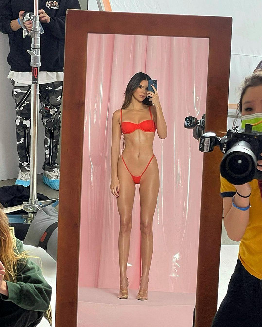 Kritici použili jako příklad zrcadlové selfie, které modelka sdílela. 