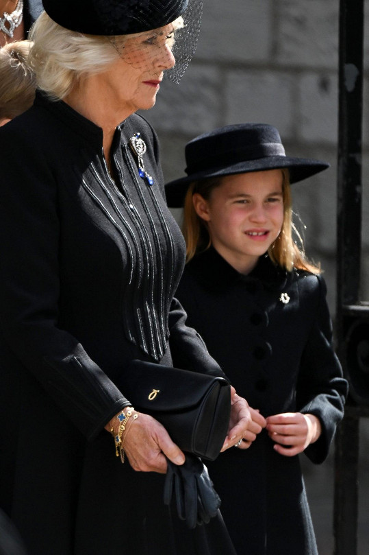 Princezna Charlotte vzdala královně hold broží v podobě podkovy. 