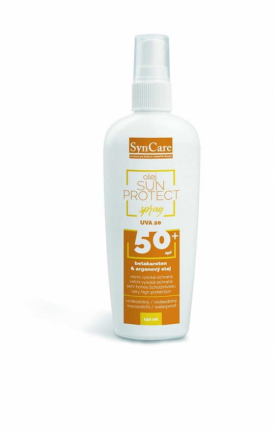 Olej Sun Protect Spray SPF 50+ s betakarotenem je určený pro všechny, kteří požadují maximální SPF ochranu, současně se nechtějí zdržovat nanášením ochranných přípravků z tub a preferují rychlou a snadnou aplikaci v rozprašovači