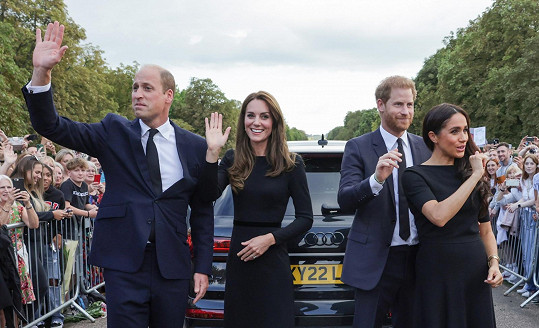 S Harrym se v sobotu připojili k Williamovi a Catherine, aby se pozdravili s truchlícími Brity. 