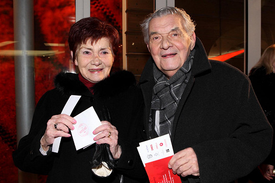 S manželkou Olgou na premiéře filmu Hořící keř v roce 2013