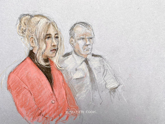 Soudní kresba Abigail White od Elizabeth Cook z 11. října 2022.