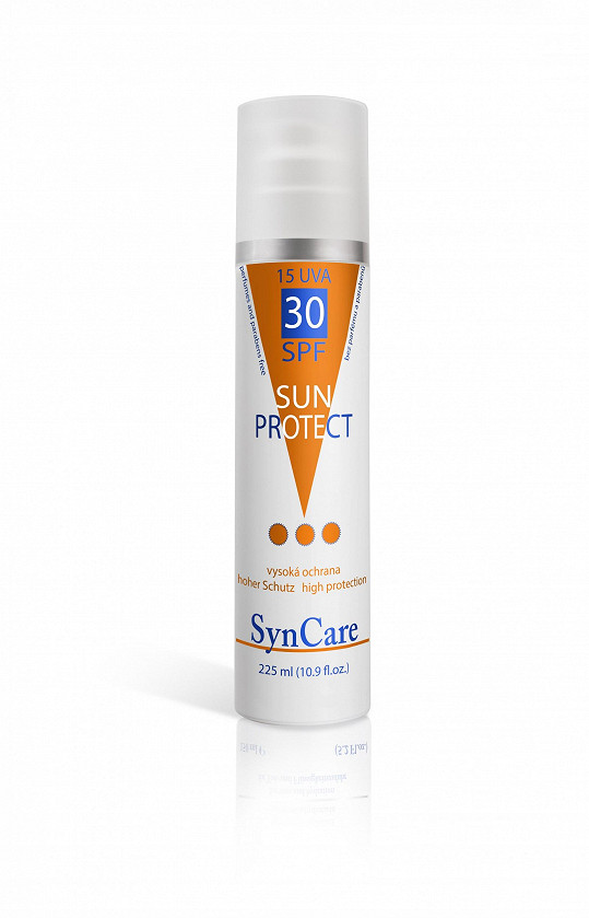 Sun Protect SPF 30, Voděodolný přípravek bez parfemace pro vysokou úroveň ochrany pokožky při opalování s čistě fyzikálním UV filtrem. Je vhodný i pro děti do 3 let a pro osoby s citlivou pokožkou