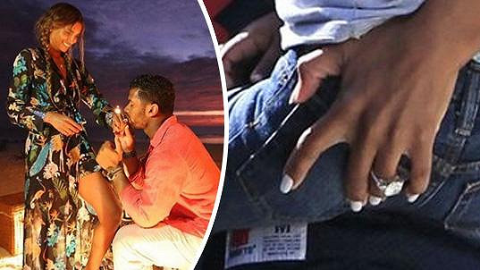 Zpěvačka Ciara nosí od minulého týdne na prsteníčku levé ruky tento velký diamant.