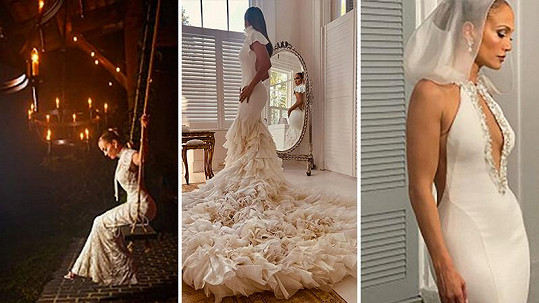 Variace svatebních šatů Jennifer Lopez...