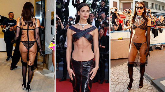  Irina Shayk se v Cannes předvádí v odvážných modelech. 