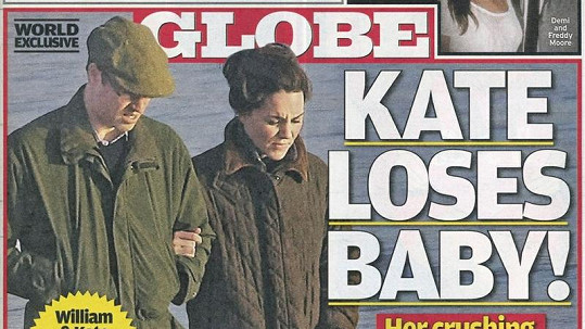 Americký magazín Globe tvrdí, že Kate údajně přišla o miminko.