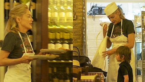 Sharon Stone v italské restauraci předvedla své kuchařské umění.