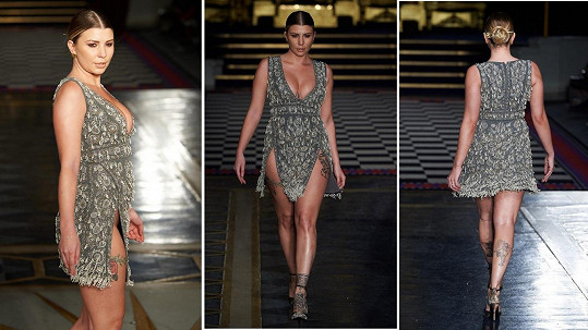Britská reality star Olivia Buckland na této módní akci předvedla více než chtěla. Za vše mohl dlouhý rozparek šatů, které v roli manekýny předváděla.